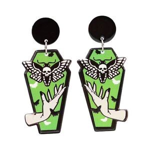 New Coffin Shaped Death Moth Acrylic Jewelry Halloween Vampire Witch Goth